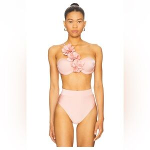 NWT PatBO Lagoa Lycra Flower Applique Bikini - pink- top (small) bottom (Medium)